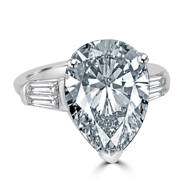 4CT Pear Diamond Veneer Cubic Zirconia Sterling silver Ring 635R71343 | Yaacov Hassidim