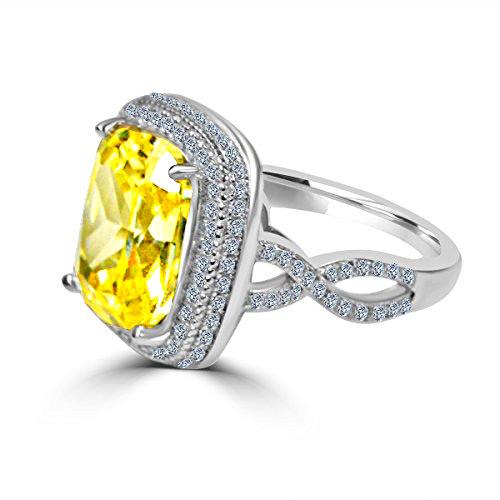 5CT Radiant Cushion w/Halo Diamond Veneer Cubic Zirconia Sterling Silver Ring. 635R0248