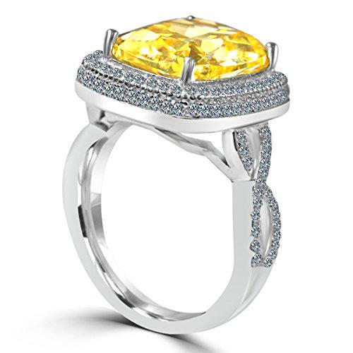 5CT Radiant Cushion w/Halo Diamond Veneer Cubic Zirconia Sterling Silver Ring. 635R0248