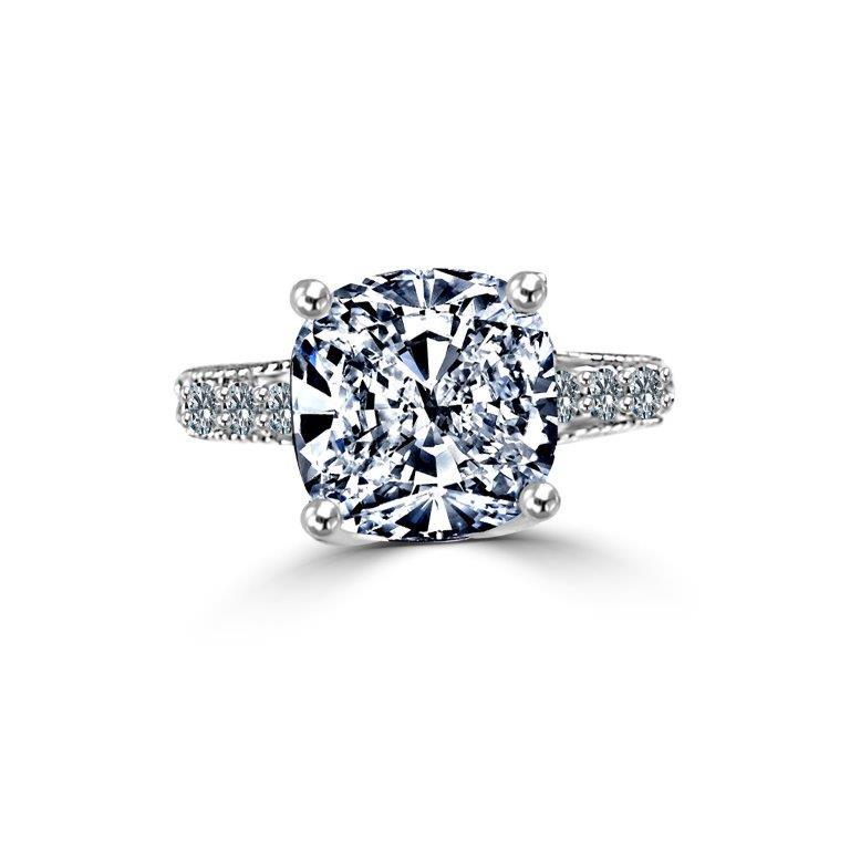5CT Cushion Square Diamond Veneer Cubic Zirconia Sterling Silver Ring. New Item!