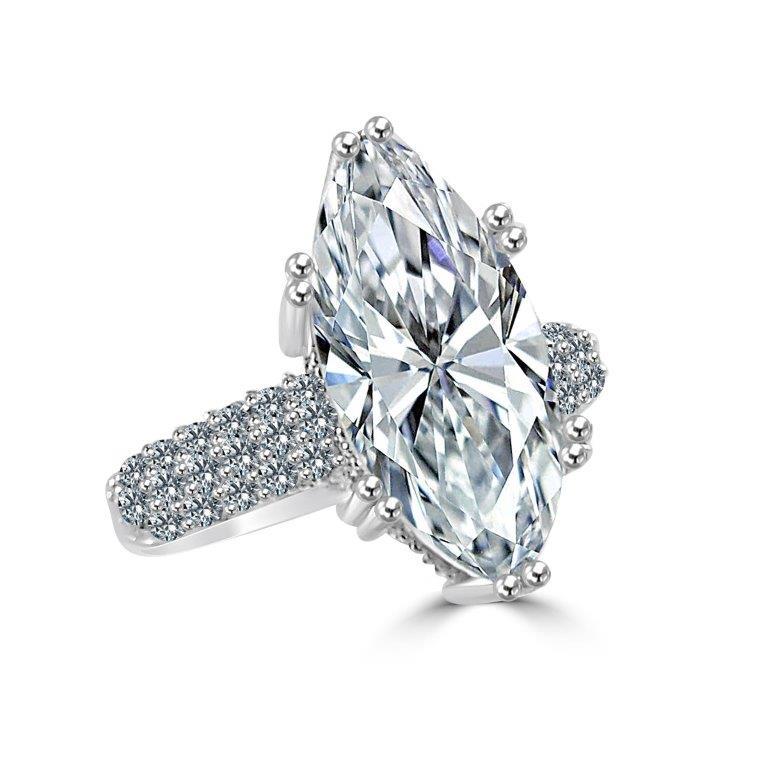 5CT Marquise Zirconite Cubic Zirconia Sterling silver Solitaire Ring 600R12827 | Yaacov Hassidim