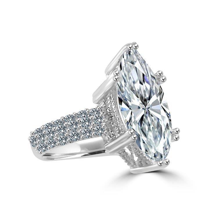 5CT Marquise Zirconite Cubic Zirconia Sterling silver Solitaire Ring 600R12827 | Yaacov Hassidim