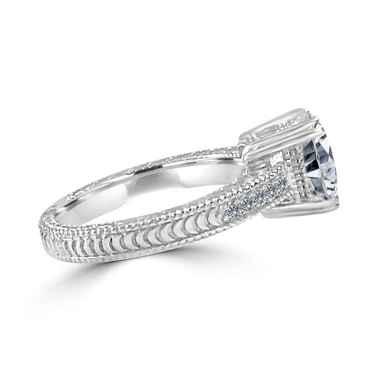 4CT Round Diamond Veneer Cubic zirconia Sterling silver Filigree Solitaire Ring. 635R12819