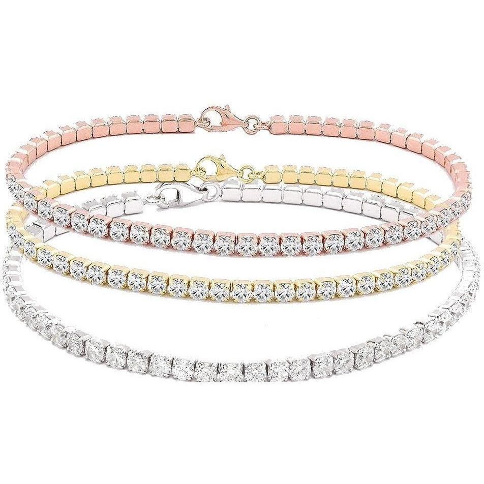 5CT TW Round Zirconite Cubic Zirconia Sterling Silver Tennis Bracelet. 715B300Sterling