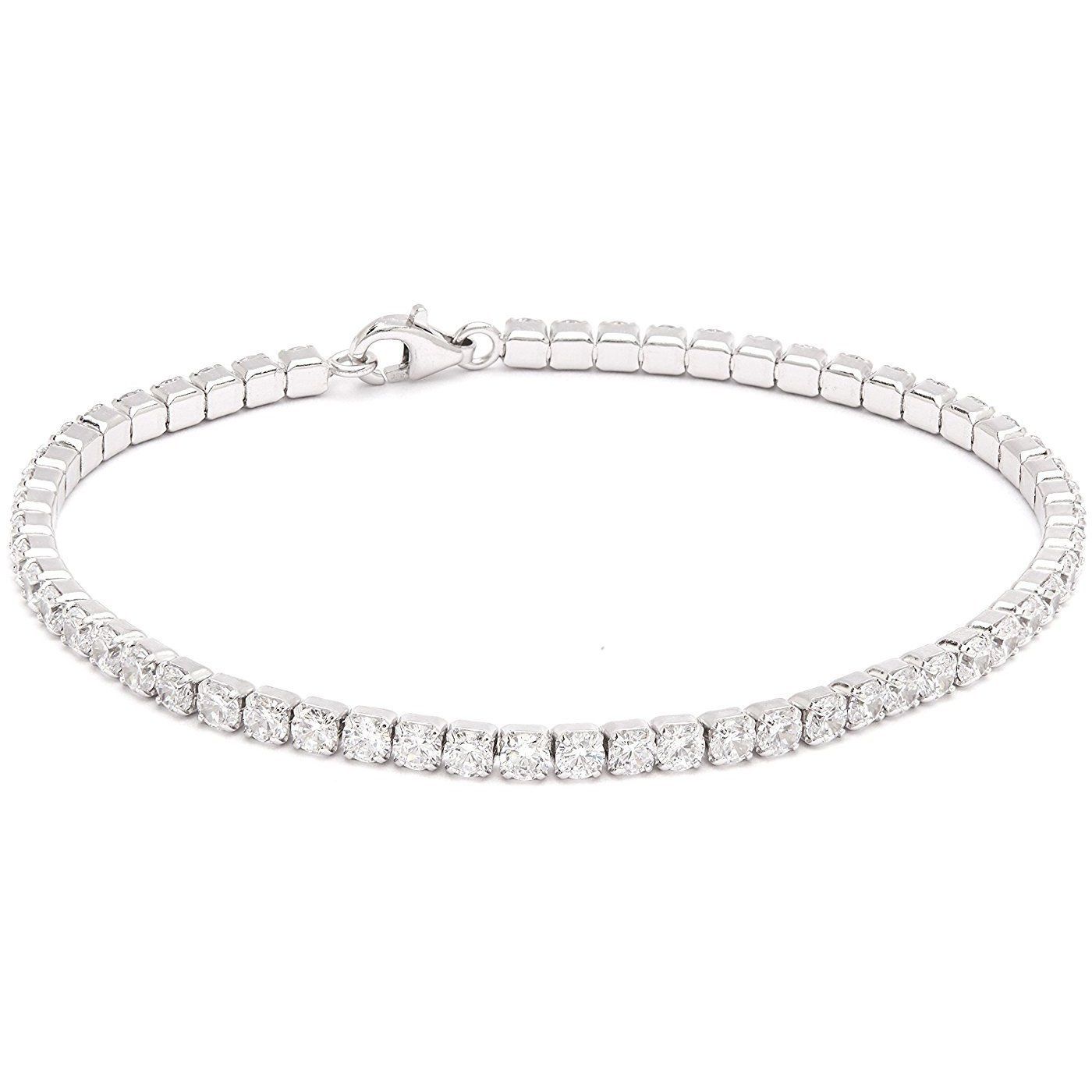 5CT TW Round Zirconite Cubic Zirconia Sterling Silver Tennis Bracelet. 715B300Sterling