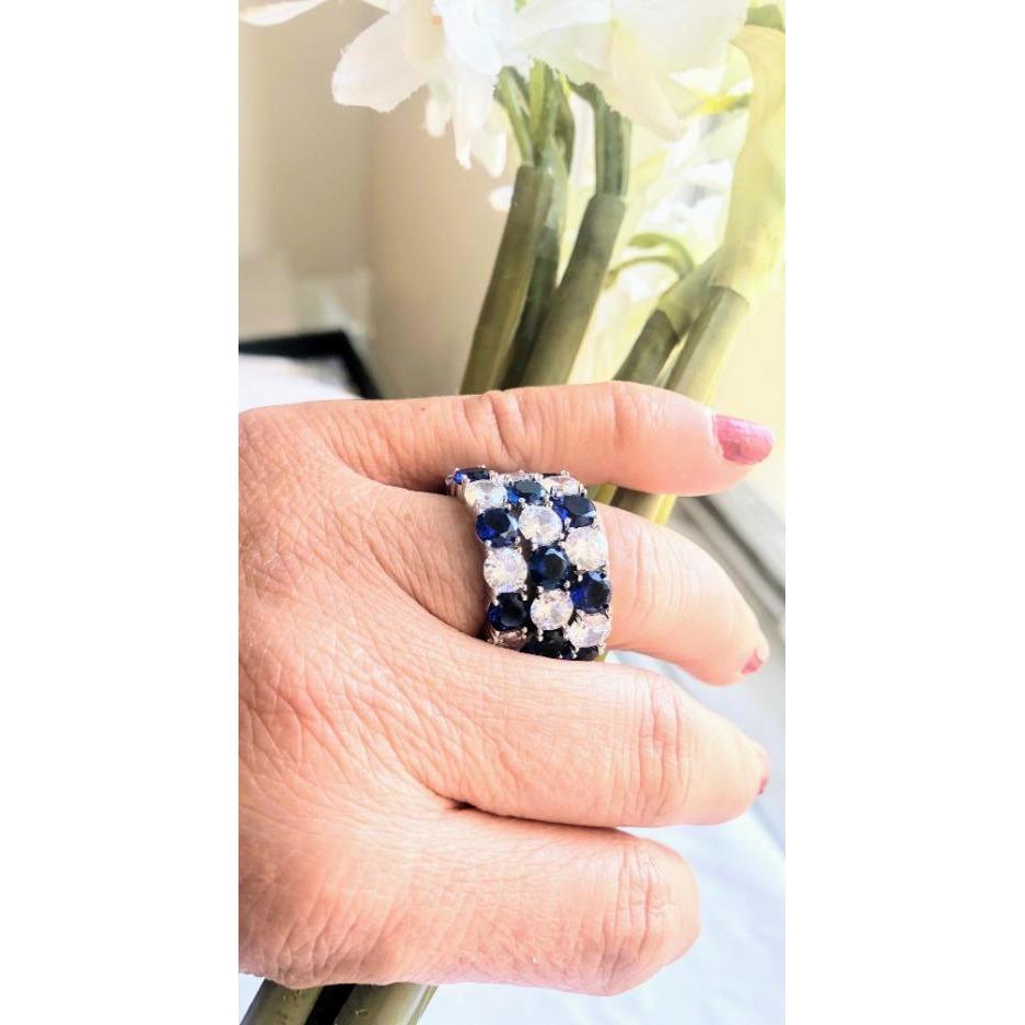5CT TW Zirconite Cubic Zirconia Sterling Silver all around Eternity band Ring. RC38Color