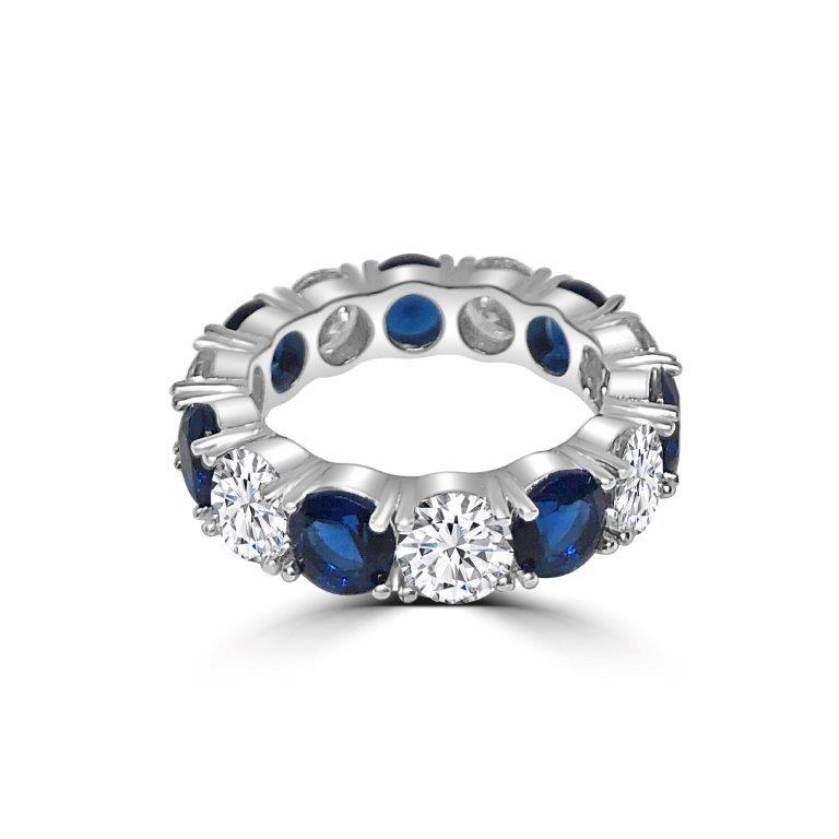 5CT TW Zirconite Cubic Zirconia Sterling Silver all around Eternity band Ring. RC38Color