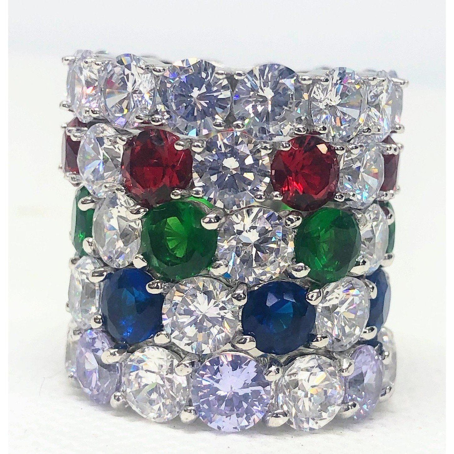 5CT TW Zirconite Cubic Zirconia Sterling Silver all around Eternity band Ring. RC38Color