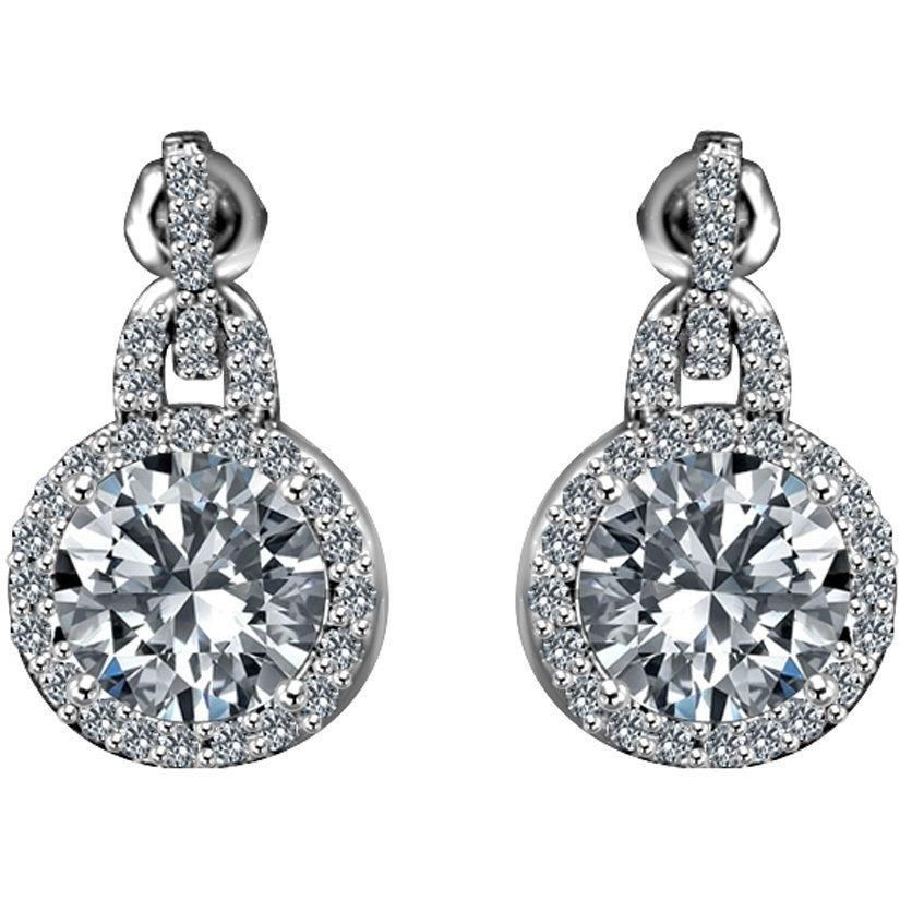 6 CTW Round Diamond Veneer Cubic Zirconia Sterling Silver Earrings. 635E10732 | Yaacov Hassidim