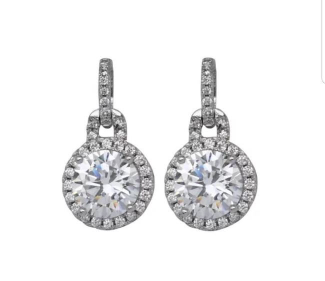 6 CTW Round Diamond Veneer Cubic Zirconia Sterling Silver Earrings. 635E10732 | Yaacov Hassidim