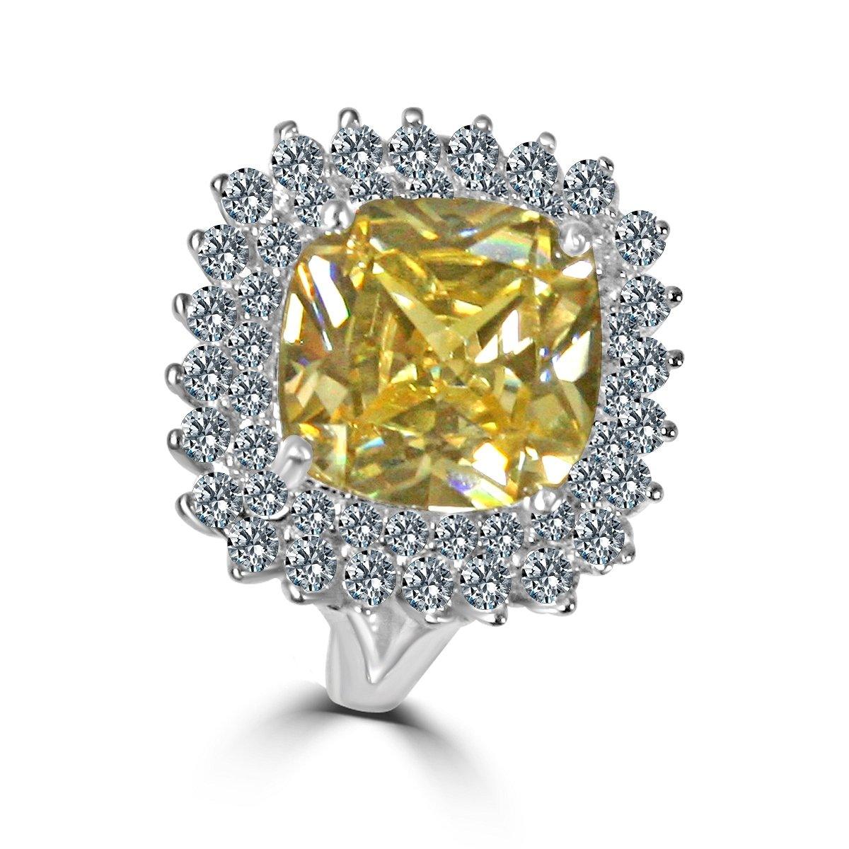 7CT Square Cushion Diamond Veneer Cubic Zirconia Sterling Silver Ring. 635R0250