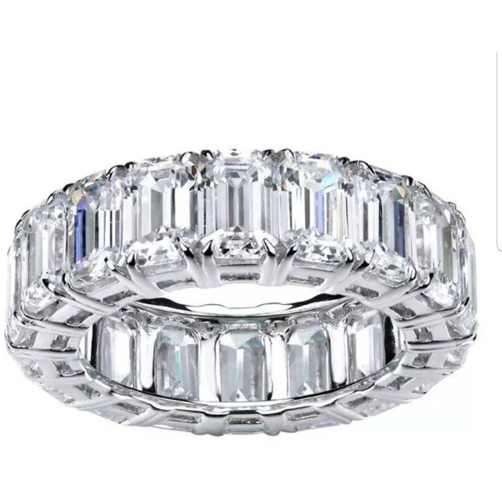 8CT TW Diamond Veneer Cubic zirconia Sterling silver Engagement/Wedding Eternity Band Ring. 635R3646