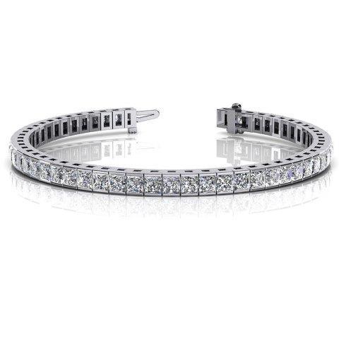 8CTW Square Radiant Diamond Veneer Cubic Zirconia 14K Gold Princess Cut Tennis Bracelet.