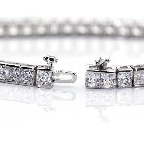 8CTW Square Radiant Diamond Veneer Cubic Zirconia 14K Gold Princess Cut Tennis Bracelet.
