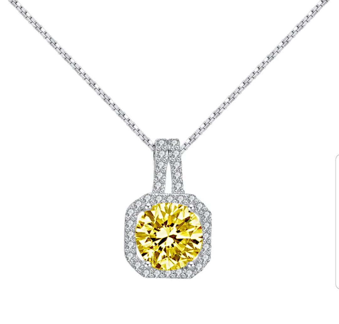 2CT Cushion Square Diamond Veneer Cubic Zirconia Pendant. 820P174 | DiamondVeneer Fashion