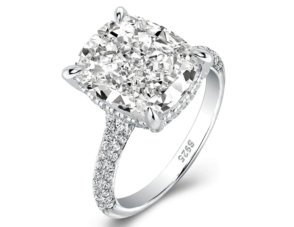 Diamond Veneer cushion Engagement Ring. 800R1008 | DiamondVeneer Fashion