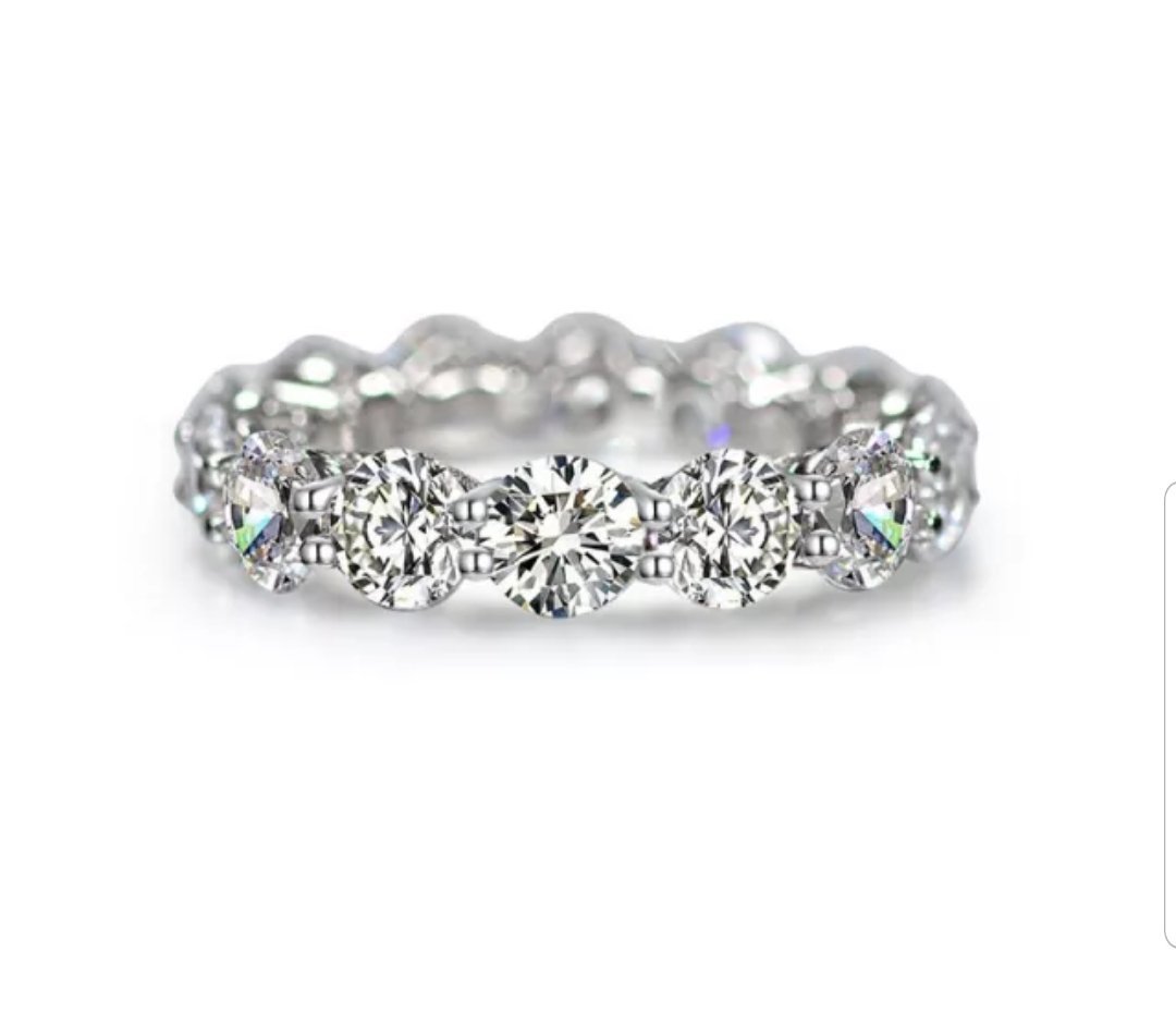 5CT TW Zirconite Cubic Zirconia Sterling Silver all around Eternity band Ring. RC38Color | DiamondVeneer Fashion