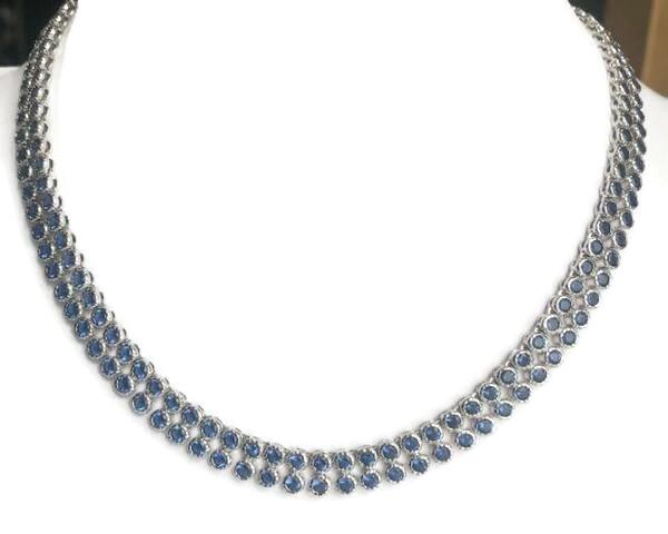 Two rows Zirconite Cubic Zirconia Sterling Silver important Necklace. AN2281 | DiamondVeneer Fashion