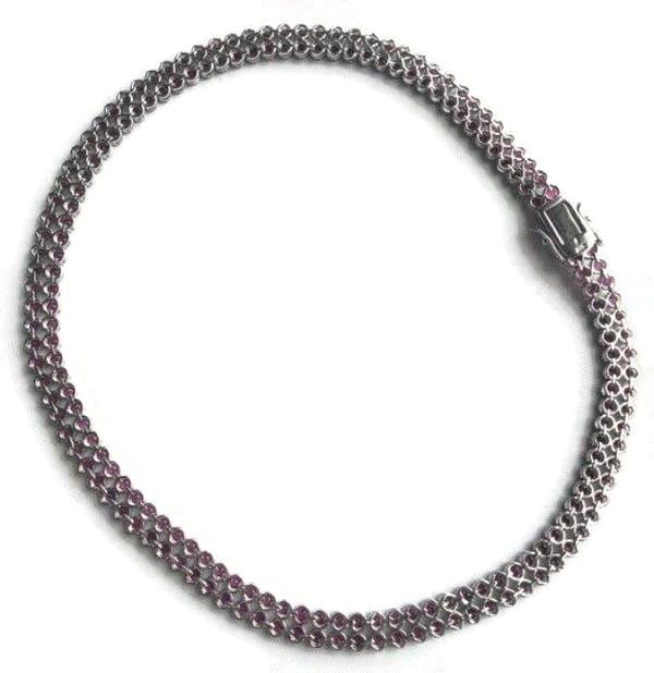 Two rows Zirconite Cubic Zirconia Sterling Silver important Necklace. AN2281 | DiamondVeneer Fashion