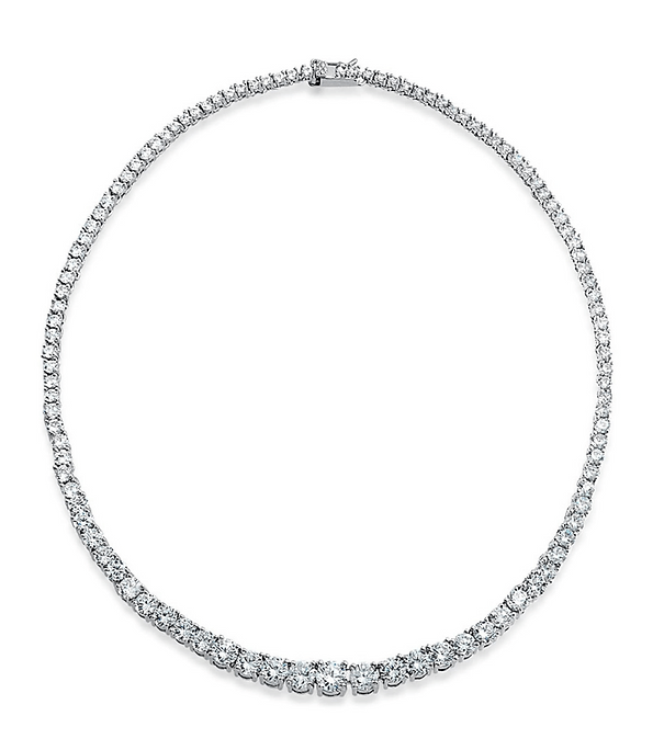 Classic Round Brilliant Zirconite Cubic Zirconia Graduated Tennis Necklace. 628N5316