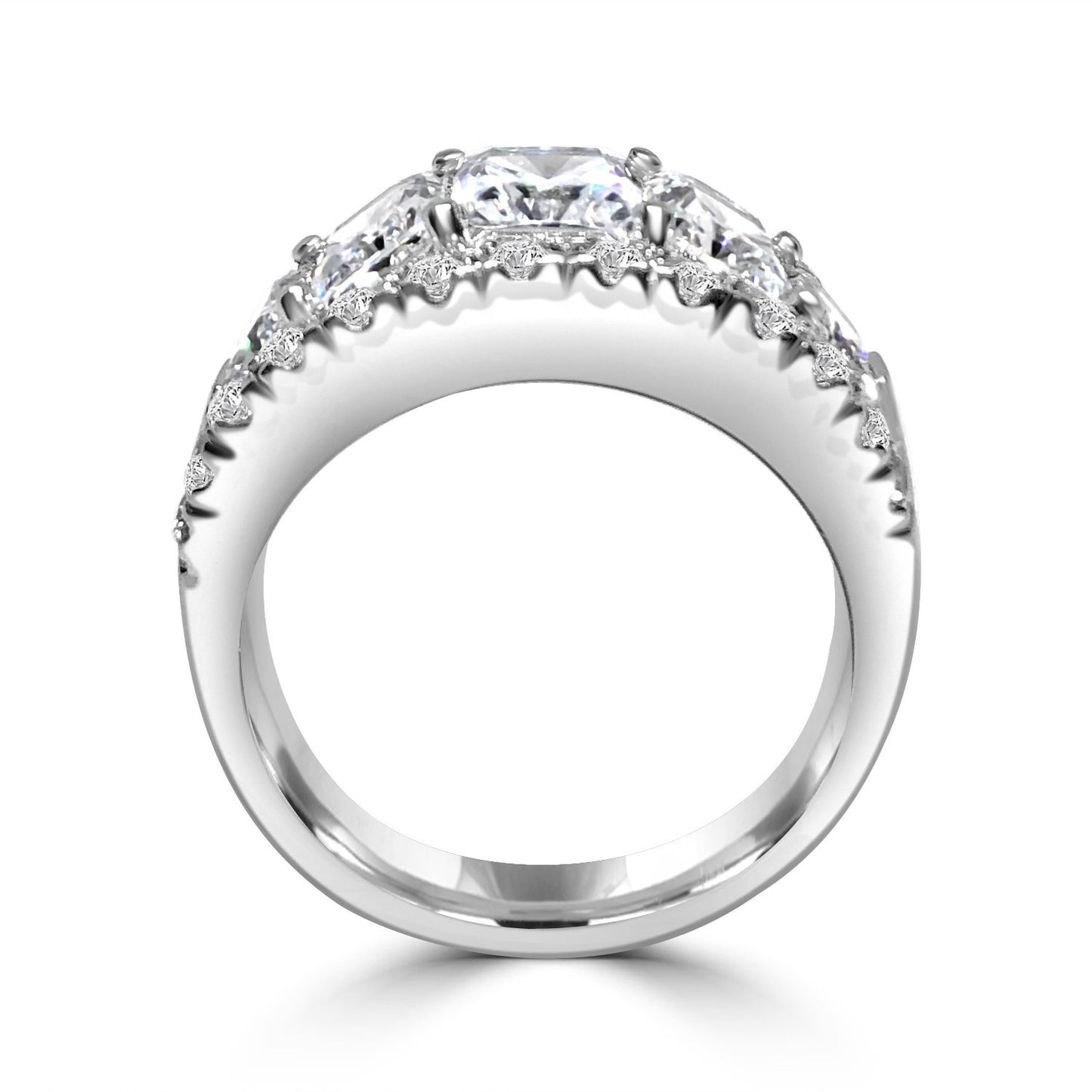 2.5CT Center Radiant Diamond Veneer Cubic Zirconia Ring. 635R71446 | DiamondVeneer Fashion