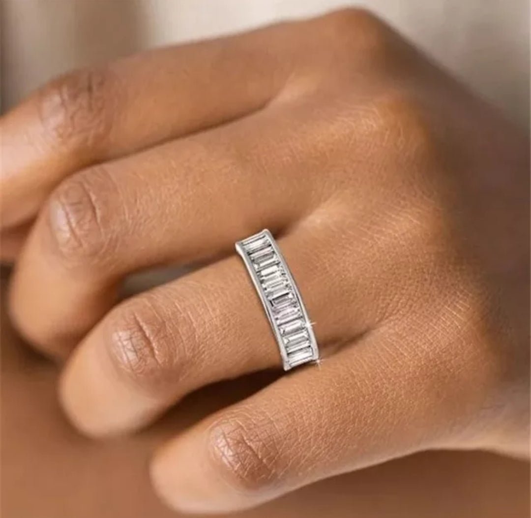 Zirconite Cubic Zirconia Baggetts Eternity band Ring | DiamondVeneer Fashion