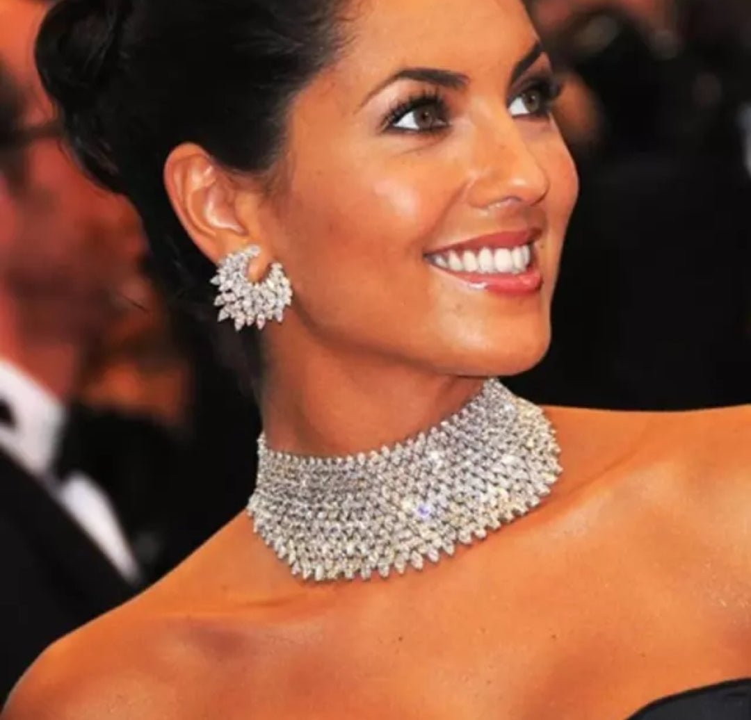 Zirconite Cubic Zirconia wide choker bib necklace | DiamondVeneer Fashion