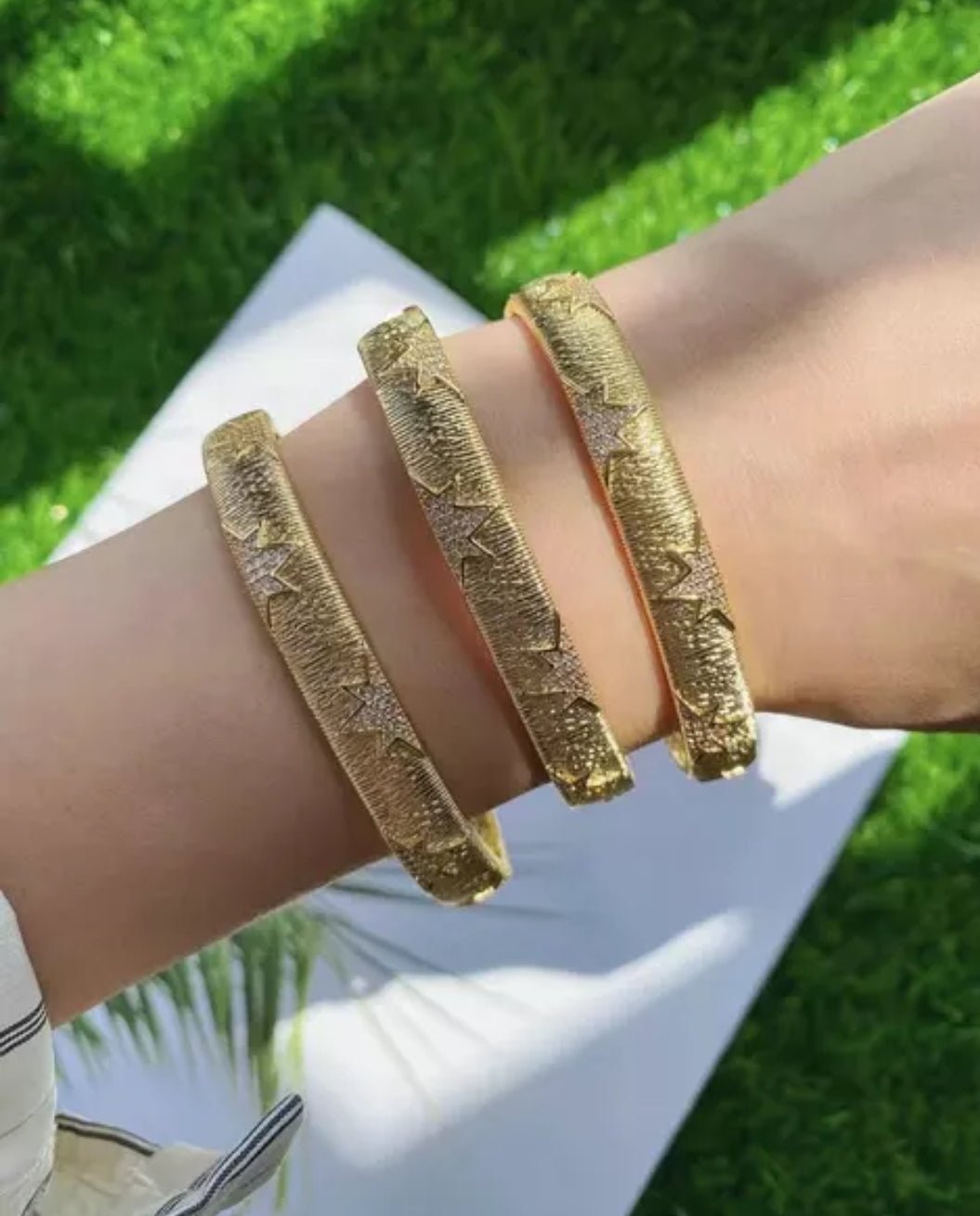 Zirconite Star gold bangle bracelet. | zirconmania fashion jewelery