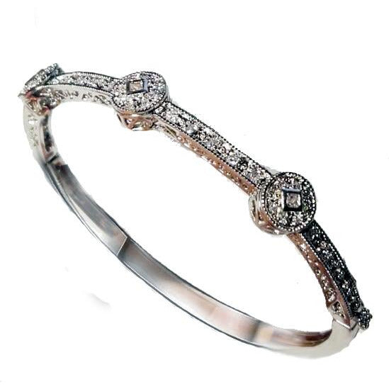 Cubic zirconia hinged bangle bracelet by Zirconite, main view, 698B008
