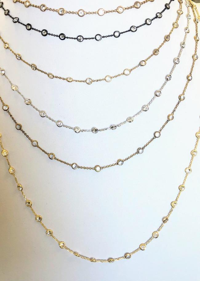 Diamond Veneer By the Cubic Yard Cubic Zirconia 30 Station 14K Gold Necklace. 635NZBYX30K | Yaacov Hassidim