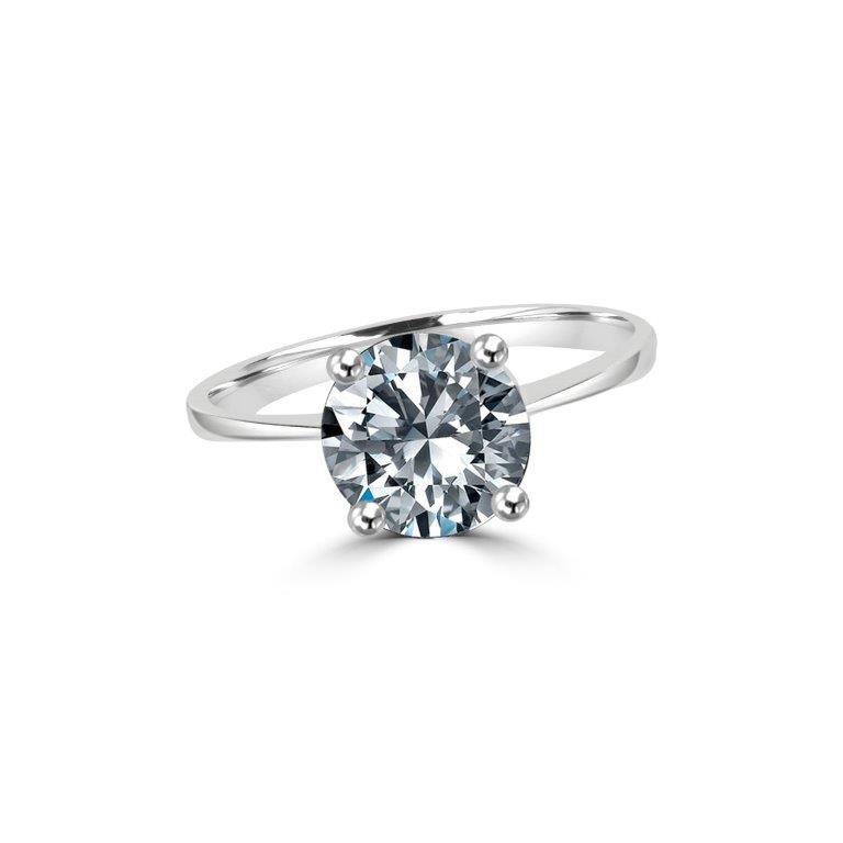 Round Diamond Veneer Cubic zirconia Sterling silver Solitaire Ring. 635R166A