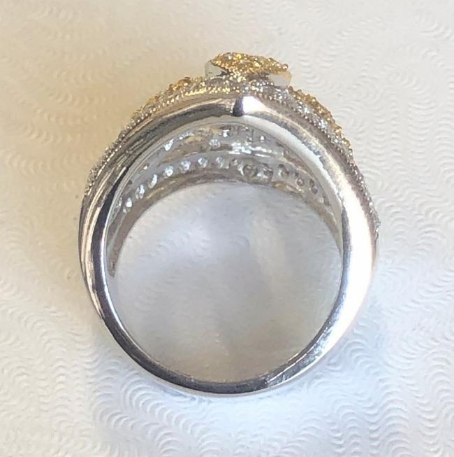 Fleur de Lis Zirconite Cubic Zirconia Sterling Silver Wide new Ring. B501R7575
