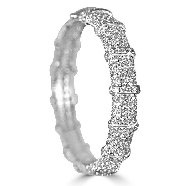 Face-off Zirconite Cubic Zirconia Micro-pave Hinged Classic Bangle Bracelet. 698B10CZ