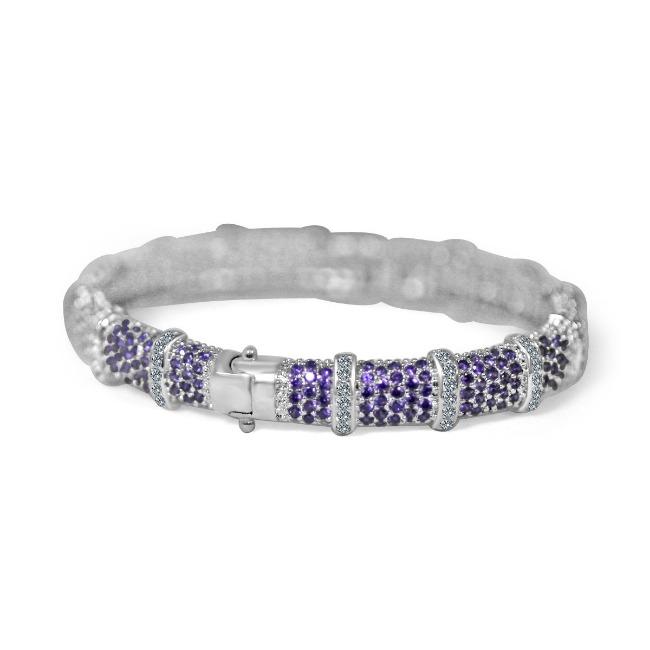 Face-off Zirconite Cubic Zirconia Micro-pave Hinged Classic Bangle Bracelet. 698B10CZ