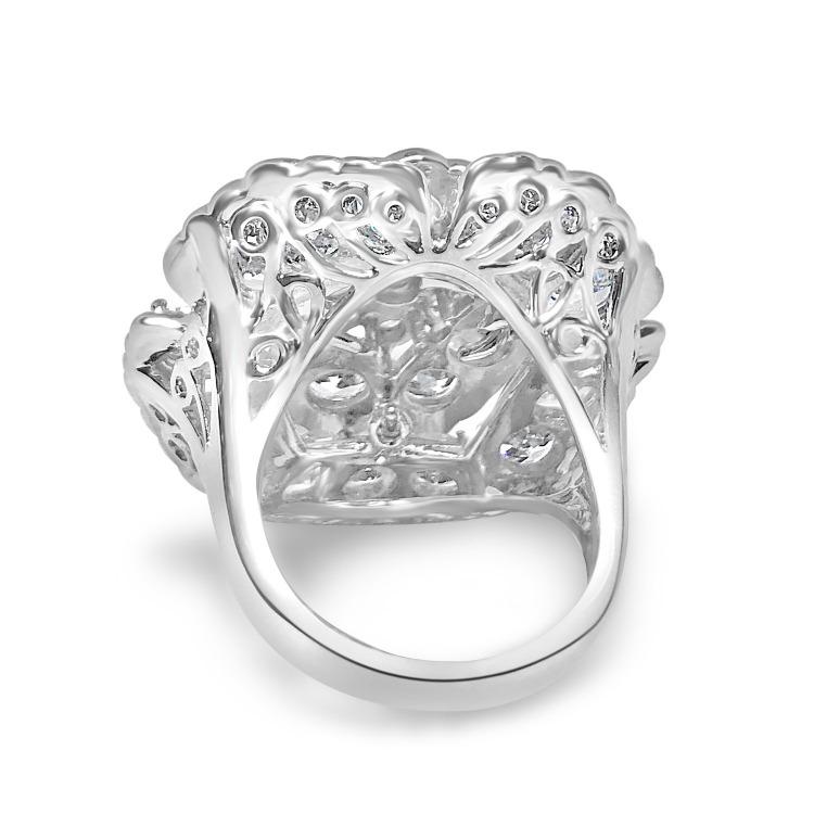 Flower cluster cubic zirconia cocktail ring in sterling silver, alternate view, 501R34433