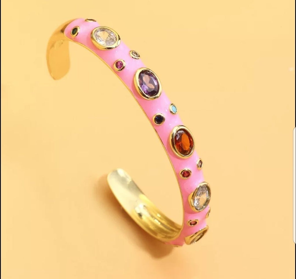 Zirconite open enamel Bangle Bracelet DiamondVeneer Fashion