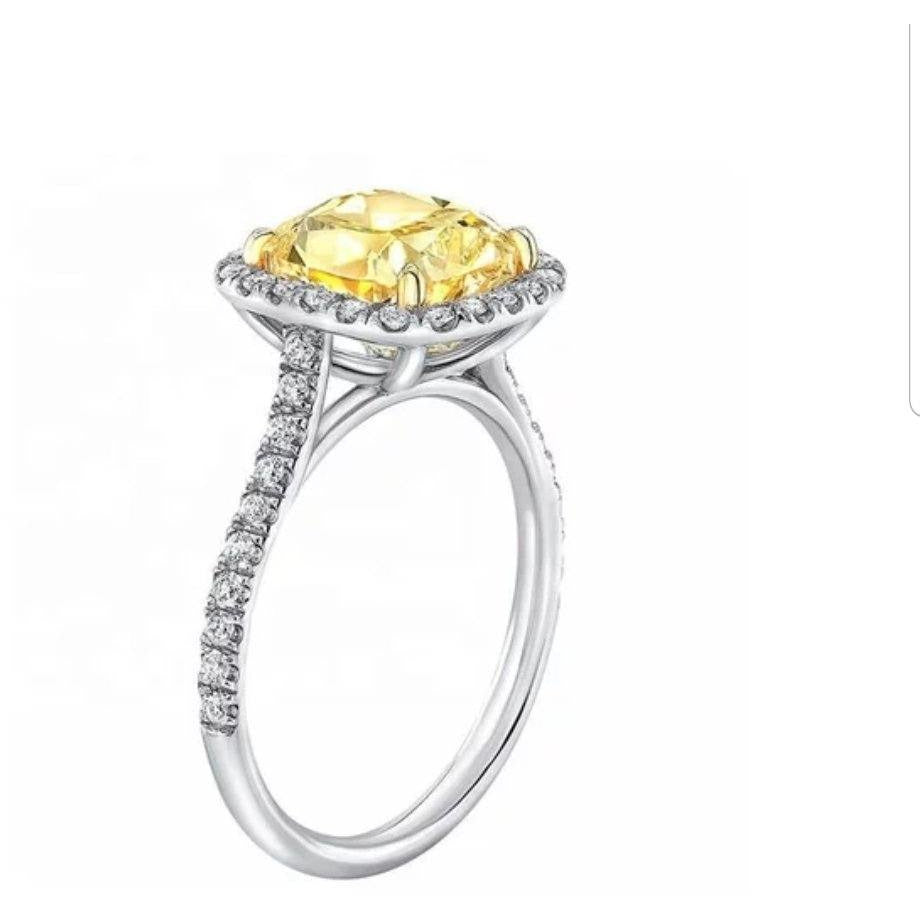 Radiant Square Cushion Diamond Veneer Cubic Zirconia Sterling Silver Halo Ring. 800R074