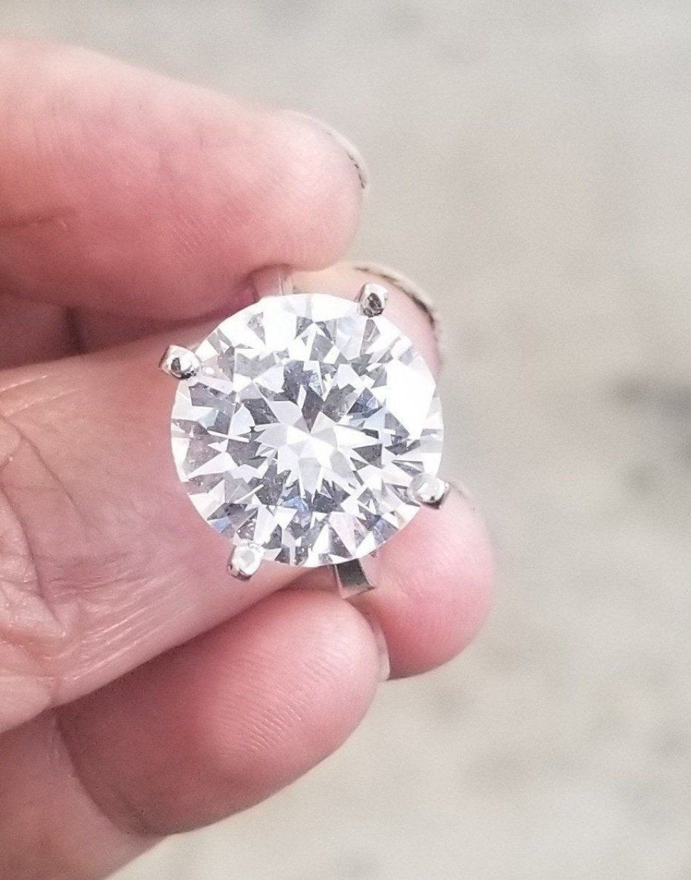 Round cubic zirconia solitaire ring, alternate view, 635R166A