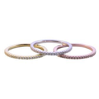 Zirconite Cubic Zirconia Sterling silver Stackable Eternity band Ring. STR002