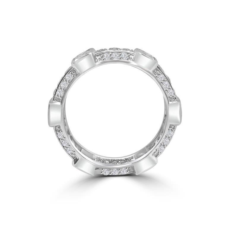 Triple dimension Square stations Zirconite Cubic Zirconia Sterling Silver all around Eternity band Ring.600R13096