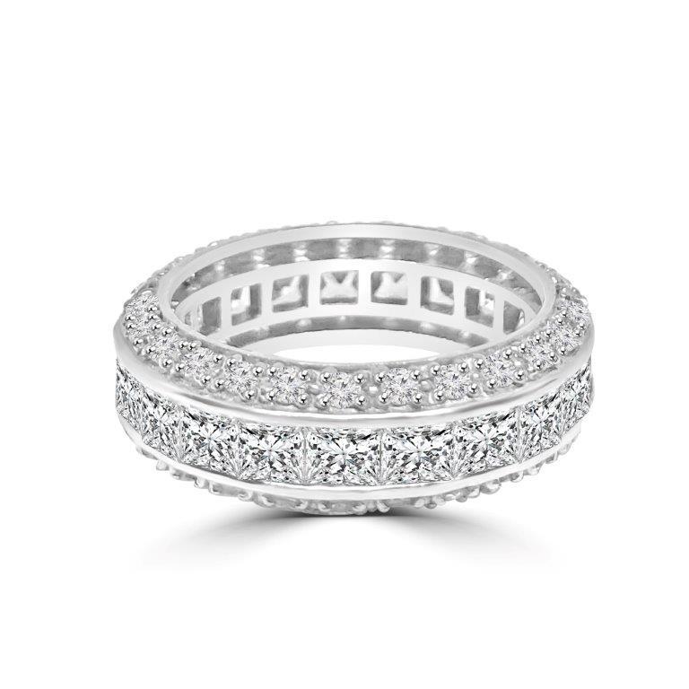 Triple dimension Square Zirconite Cubic Zirconia Sterling Silver Eternity band Ring.600R13061