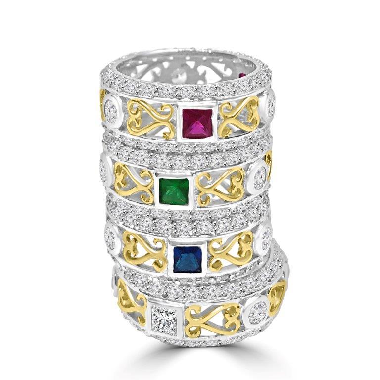 Two-tone cubic zirconia stackable eternity band ring, alternate view, 600R13060