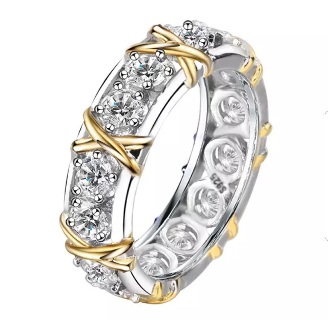 X design cubic zirconia eternity band ring, alternate view, 825R052