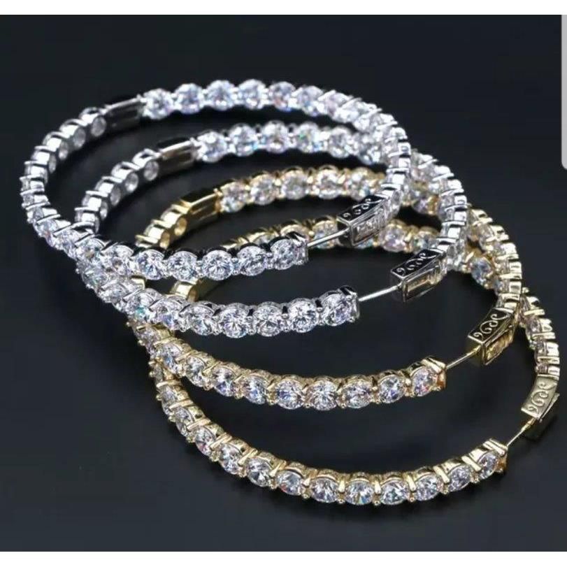 Zirconite Cubic Zirconia Double view Hoop Earrings2