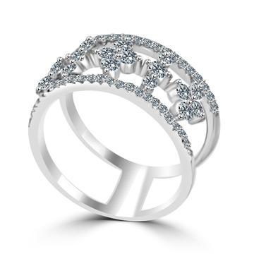 Zirconite Cubic zirconia Sterling silver wide Eternity Band Ring.