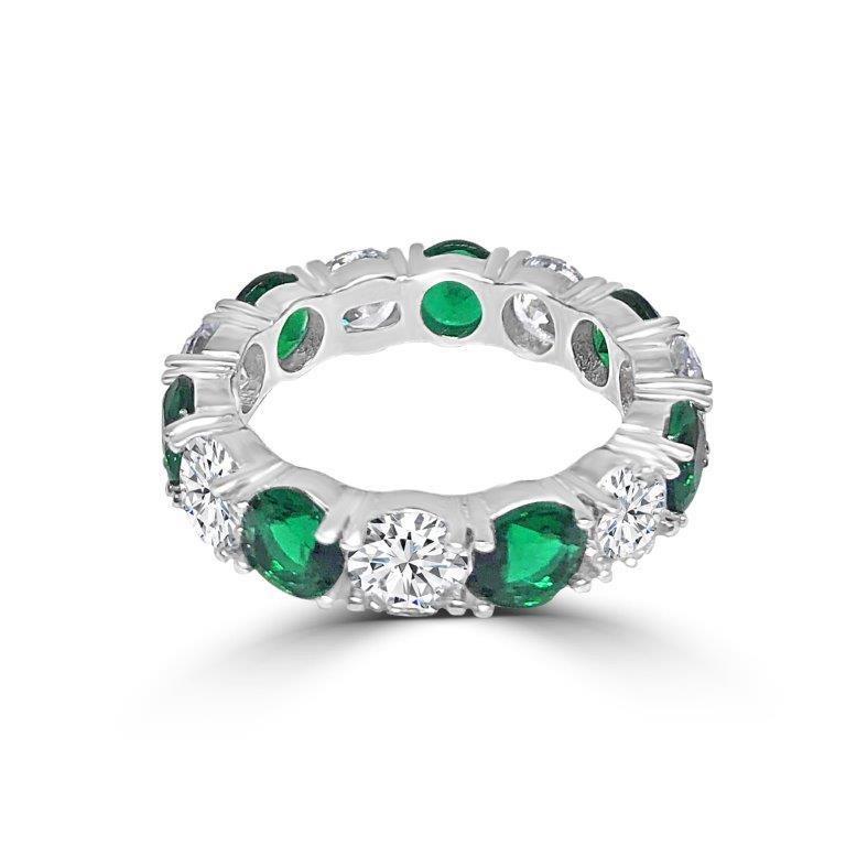 5CT TW Zirconite Cubic Zirconia Sterling Silver all around Eternity band Ring. RC38Color