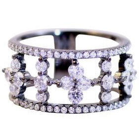 Zirconite Cubic zirconia Sterling silver wide Eternity Band Ring.