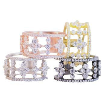 Zirconite Cubic zirconia Sterling silver wide Eternity Band Ring.