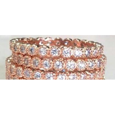 Zirconite Sterling Silver Round stackables 3 piece set Minimalist Eternity Band Ring
