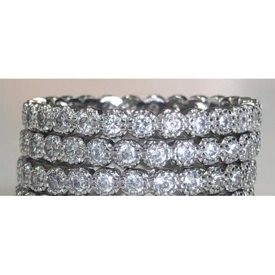 Zirconite Sterling Silver Round stackables 3 piece set Minimalist Eternity Band Ring